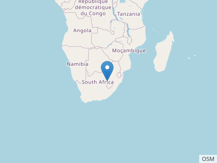 Locations where Aardonyx fossils were found.