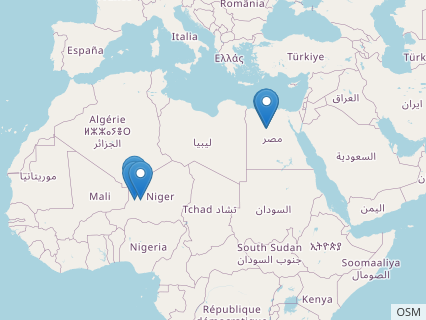 Locations where Aegyptosaurus fossils were found.