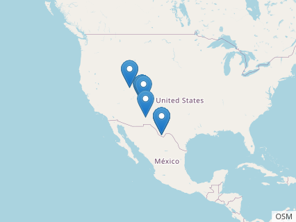 Locations where Alamosaurus fossils were found.