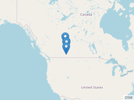 Locations where Anchiceratops fossils were found.