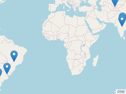 Locations where Antarctosaurus fossils were found.