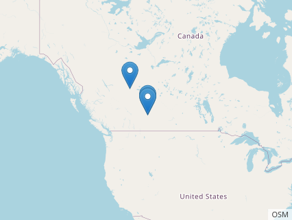 Locations where Atrociraptor fossils were found.