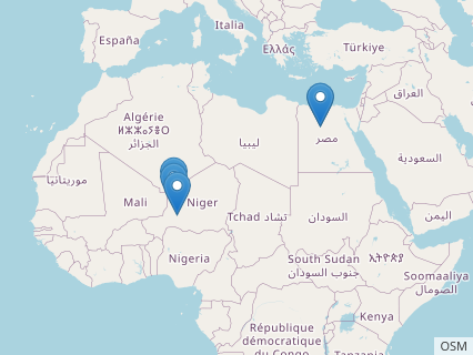 Locations where Bahariasaurus fossils were found.