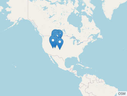 Locations where Barosaurus fossils were found.