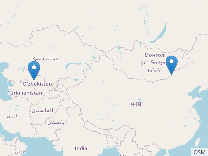 Locations where Caenagnathasia fossils were found.