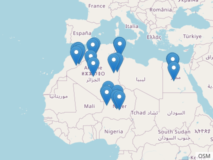 Locations where Carcharodontosaurus fossils were found.