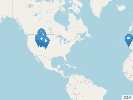 Locations where Ceratosaurus fossils were found.