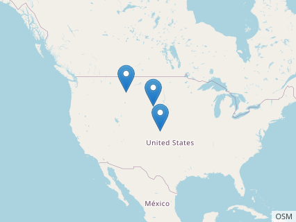 Locations where Claosaurus fossils were found.