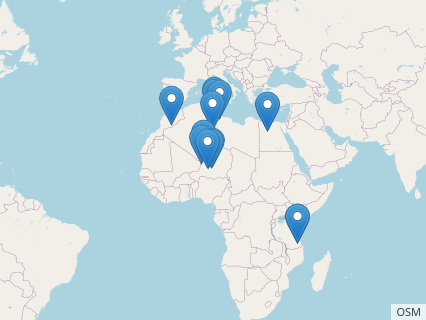 Locations where Elaphrosaurus fossils were found.