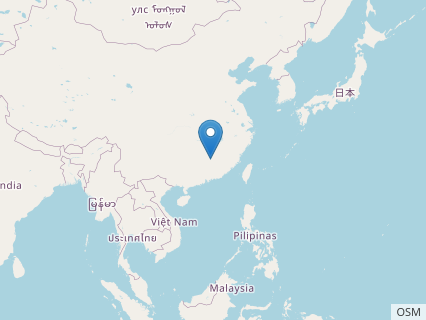 Locations where Ganzhousaurus fossils were found.