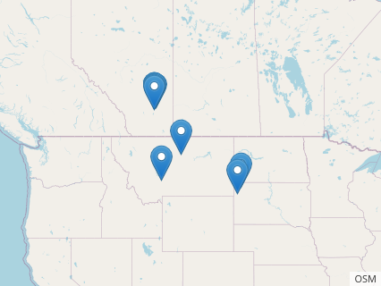 Locations where Gorgosaurus fossils were found.