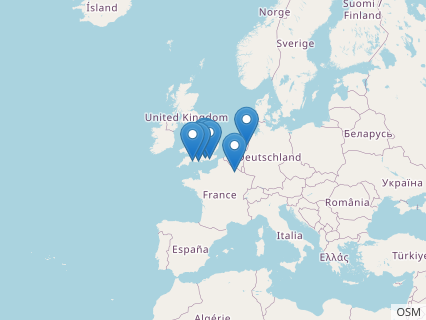 Locations where Hylaeosaurus fossils were found.