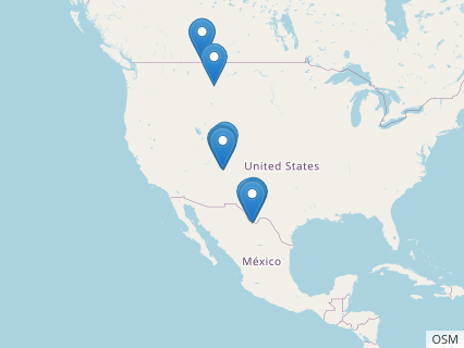 Locations where Kritosaurus fossils were found.