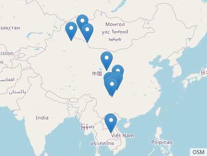 Locations where Mamenchisaurus fossils were found.