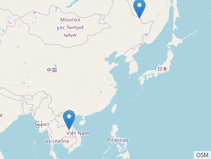 Locations where Mandschurosaurus fossils were found.