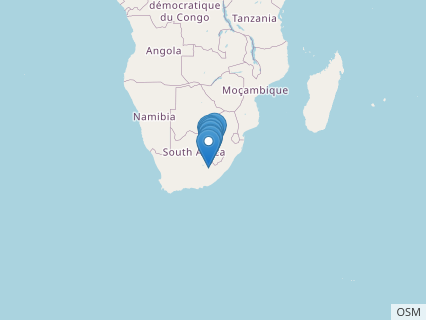 Locations where Melanorosaurus fossils were found.