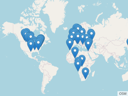 Locations where Mosasaurus fossils were found.