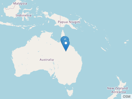 Locations where Muttaburrasaurus fossils were found.