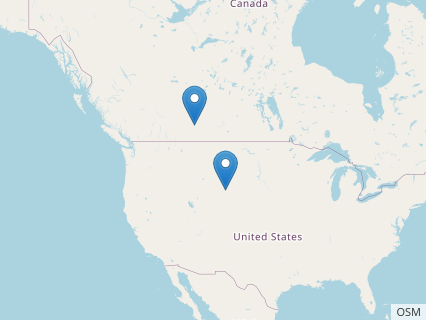 Locations where Nodosaurus fossils were found.