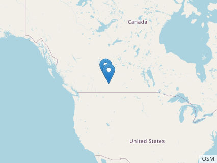 Locations where Parksosaurus fossils were found.