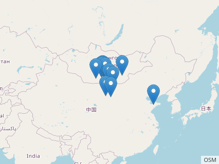 Locations where Pinacosaurus fossils were found.