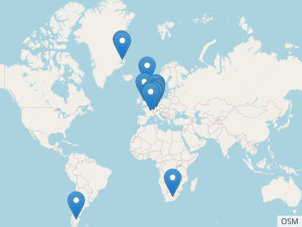 Locations where Plateosaurus fossils were found.