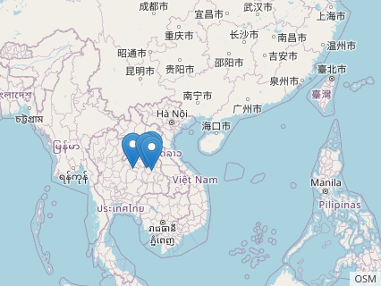 Locations where Siamosaurus fossils were found.