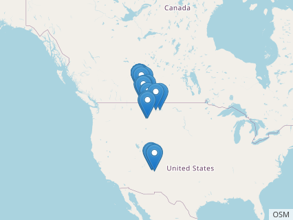 Locations where Stegoceras fossils were found.