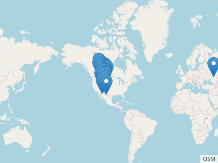 Locations where Tyrannosaurus fossils were found.