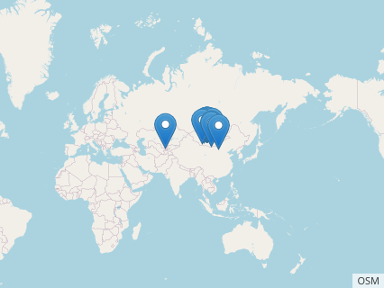 Locations where Velociraptor fossils were found.