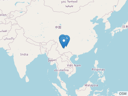 Locations where Yunnanosaurus fossils were found.