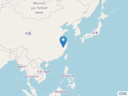 Locations where Zhejiangosaurus fossils were found.